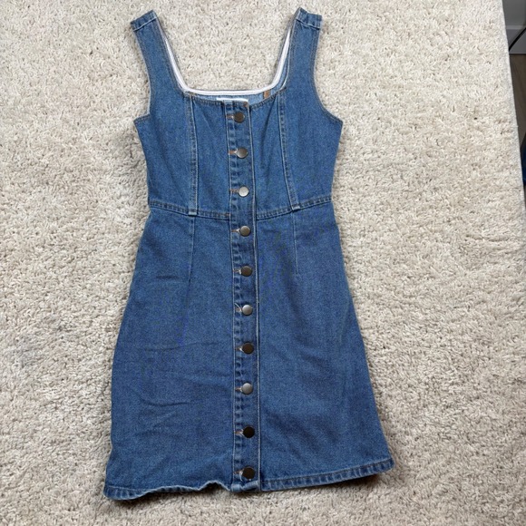 Urban Outfitters Womens Denim Button Front Mini Dress Medium Wash Blue Size 0 - Picture 1 of 6